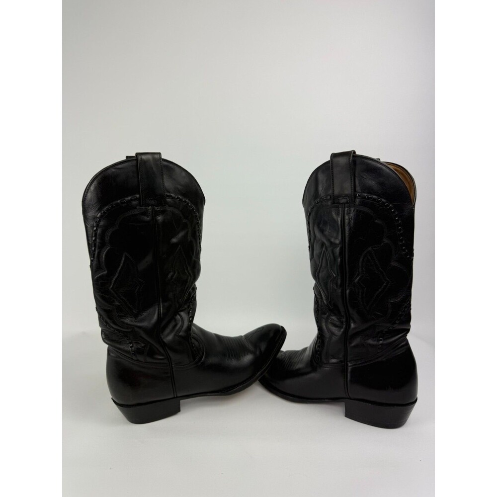 Vintage Laredo Montana Cowboy Western Boots Men's Sz 9 Toe Stitched Pattern